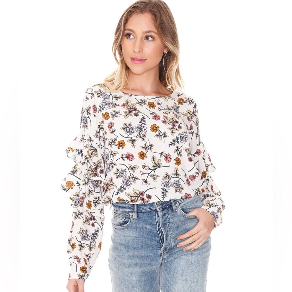Sanctuary Tilly Flounce Long Sleeve Blouse Top size XS